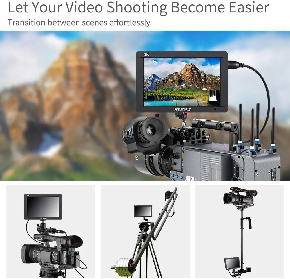 7-дюймовый IPS-монитор FEELWORLD FW703 3G-SDI HDMI DSLR Full 4K HD 1920x1200 на камеру полевой монитор