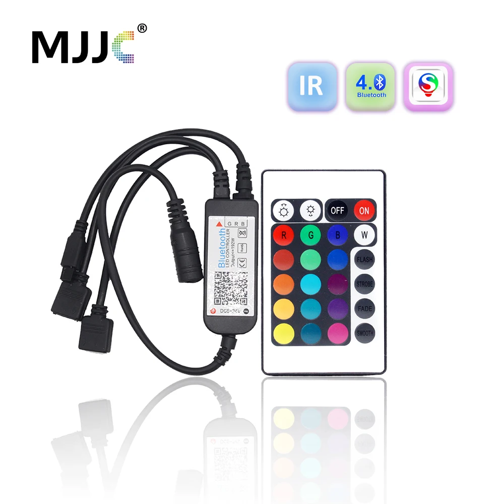 

RGB Controller 24V 5V DC 12V Mini Control Bluetooth 24 Key IR Remote 1 to 1/2/3 Output Music 5050 RGB LED Strip Light Controller