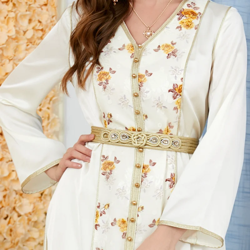 Ramadan Muslim Kaftan Maxi Dress Women Dubai Abayas Luxury Evening Gown Moroccan Caftan Arabic Jalabiya Robe Djellaba Femme