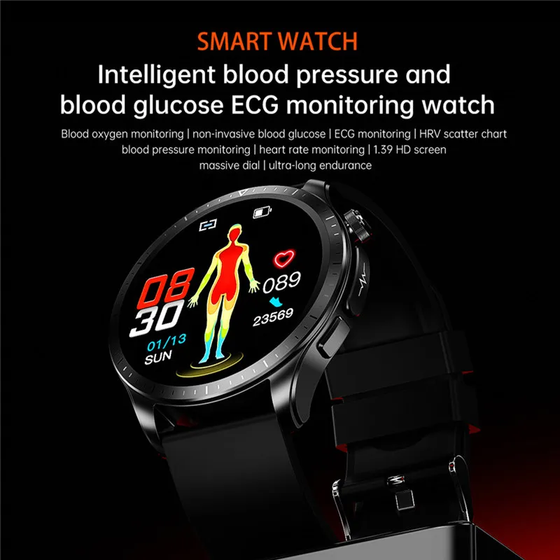 E420 Smart Watch Intelligent Blood Glucose Heart Rate Men Women Body Temperature ECG Health Monitor Smartwatch