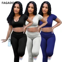 fagadoer casual solid v neck two piece sets spring fall outfits womens track suits casual fashion streetwear clubwears 2022 new