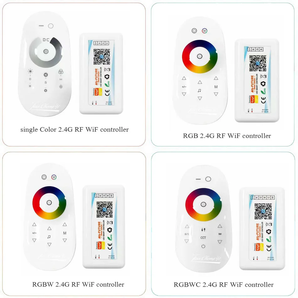 1-10PC 2.4G RF Touch Remote Tuya WiFi LED Controller Voice App Alexa Google-compatible For 5-24V 5050 RGB RGBW CCT stirp