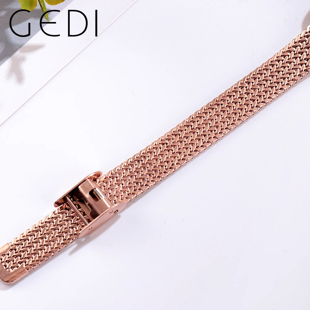 GEDI Women's Waterproof Wrist Watches for Woman Stainless Steel Women Square Watch Wristwatch Milanese Steel Strap Dames Horloge