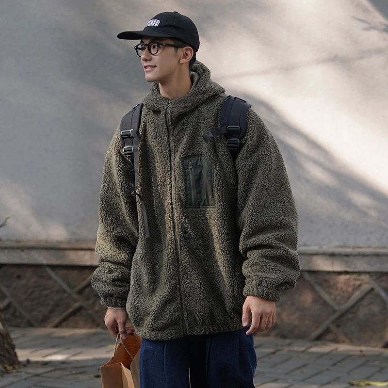 Winter Jacket Men Warm Fashion Retro Thicken Lamb Hair Jacket Men Streetwear Korean Loose Thick Hooded Short Coat Mens Clothes