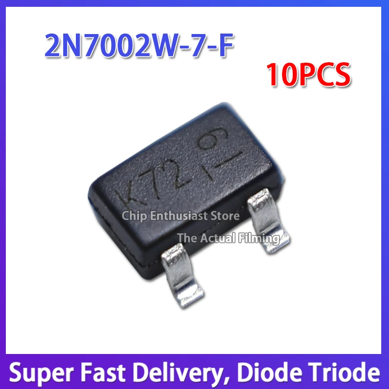 

10PCS 2N7002W-7-F Printing K72 N-Channel Field Effect Transistor Package SOT-323 2N7002 FET