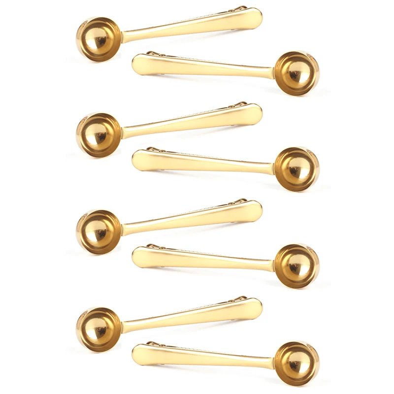 

Coffee Scoop Clip - 8 PACK - Gold - Coffee Spoon Clip - Tea Scoop Bag Clip - Coffee Bag Clip Scooper