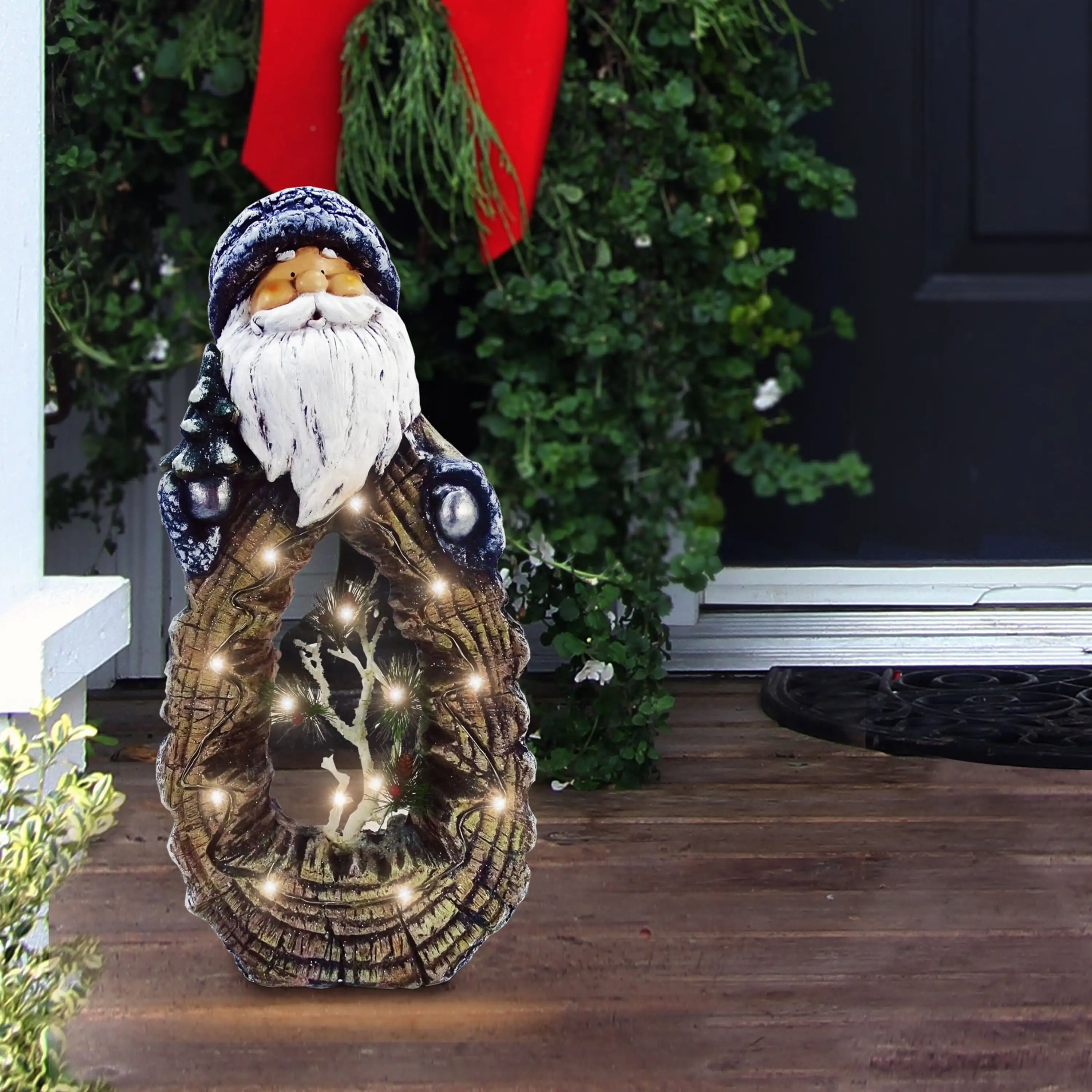 

Alpine Corporation 21-Inch Holiday Santa Statue with LED Lightsoutdoor garden statue