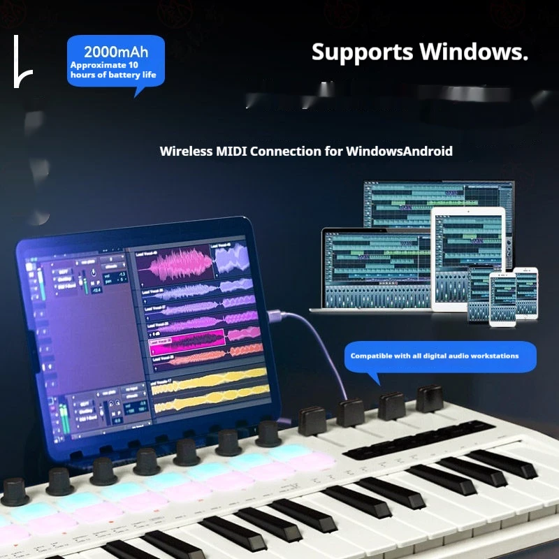 Портативный MIDI-контроллер M-VAVE SMK-37 Pro с 37 клавишами ​   С встроенным синтезатором, 8 регуляторами, 16 RGB-педалями и 37-клавишной панелью для перкуссии. (art.: 3920dce7ddffe) - 3920dce7ddffe