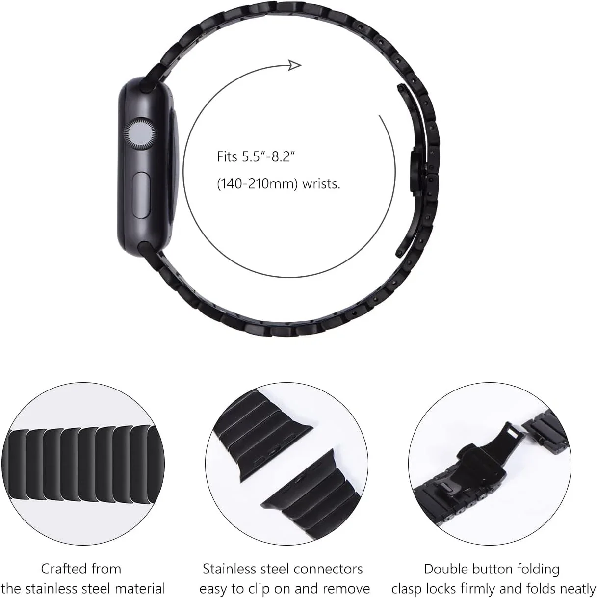 Link Bracelet Correa For Apple Watch Ultra band 49mm 8 7 6 5 4 se 45mm 41mm 44mm 40mm Stainless Steel Strap for iwatch 3 42mm