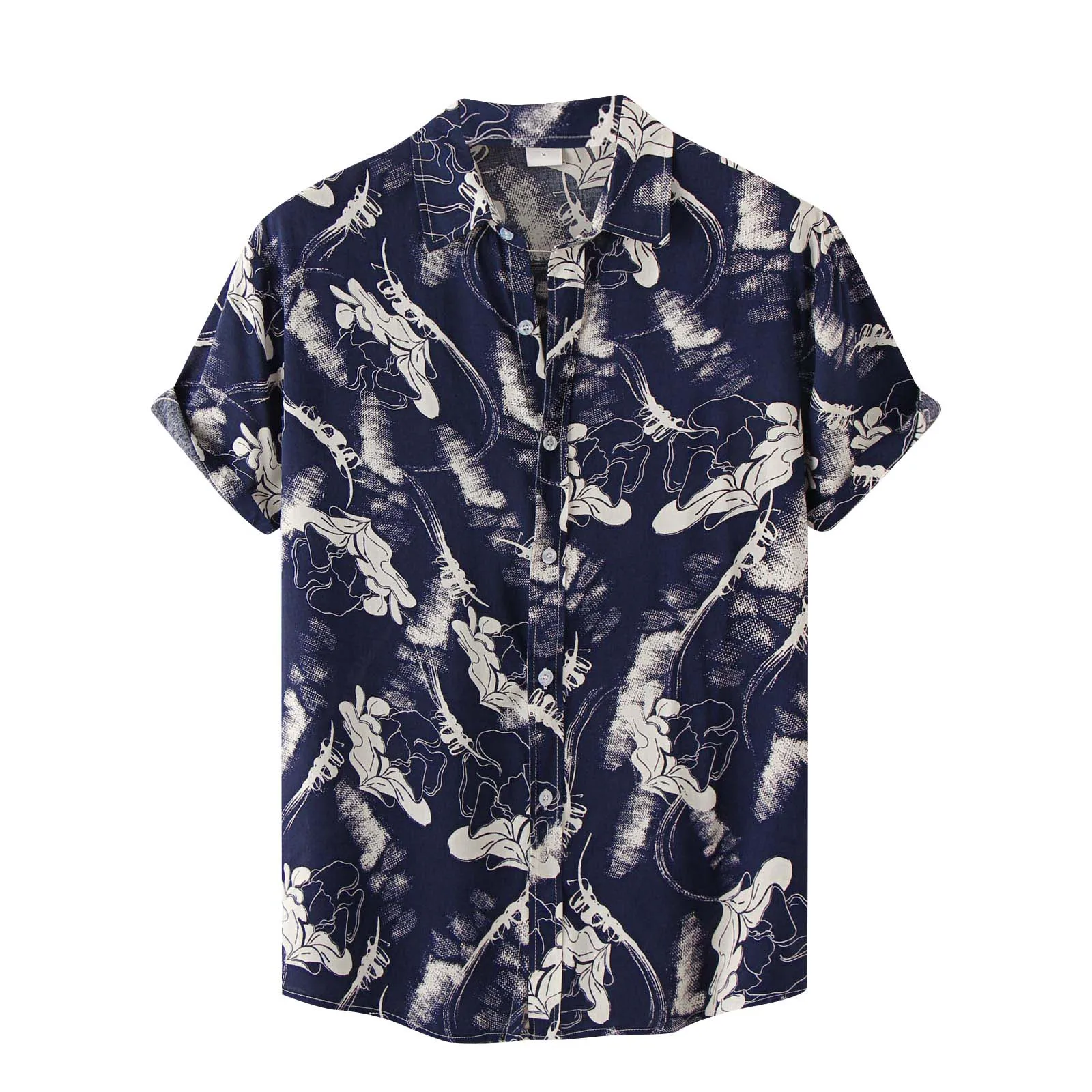 

Men Shirt Ethnic Printed Shirts Summer Retro Hawaiian Hombre Streetwear Short Sleeves Loose Button Vacation Beach Blouse Camisa