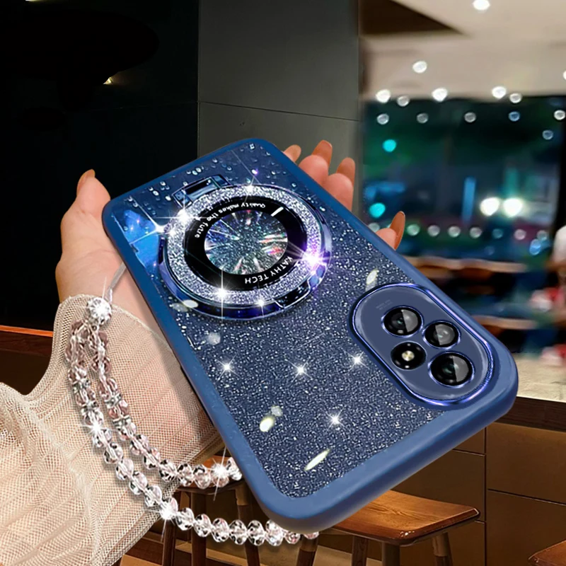 Блестящий хрустальный браслет для телефона Magsafe чехол Huawei Honor X6B X8B X9B X7B X9A X9 X6 X6A X8A X7