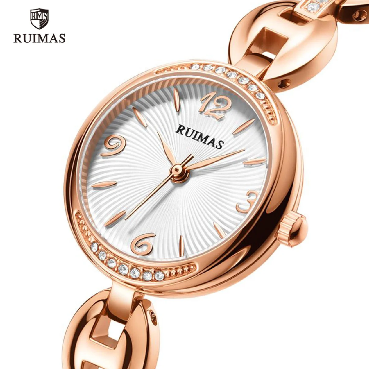 

RUIMAS Ladies Luxury Watches Top Brand Rose Gold Quartz Wristwatch Women Fashion Simple Bracelet Watch Woman Relogio Clock 596