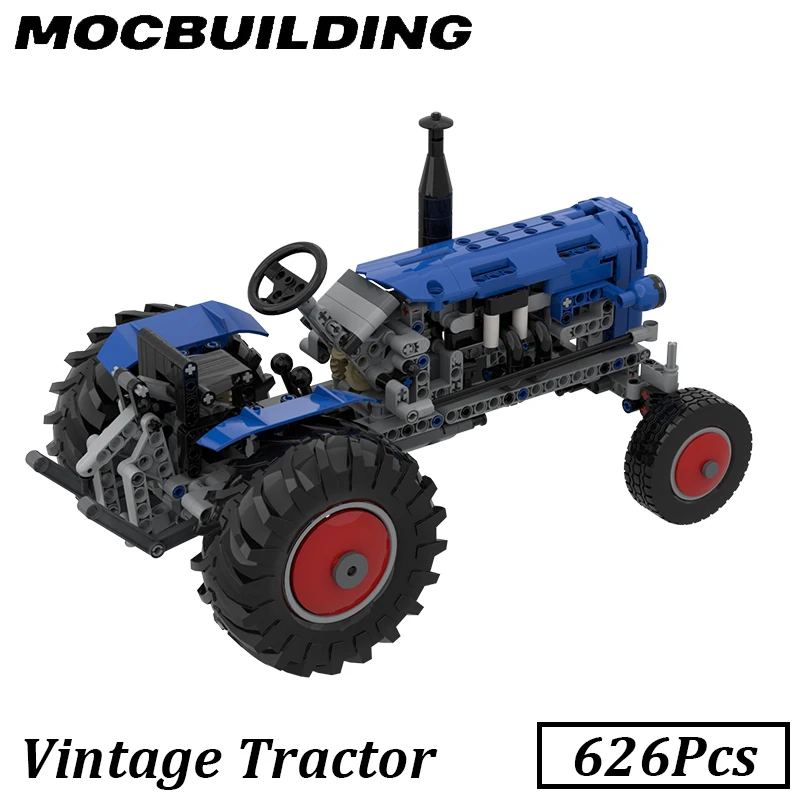 

626 шт., технический винтажный трактор, модель модели автомобиля MOC, строительные блоки, развивающие игрушки, подарок для детей