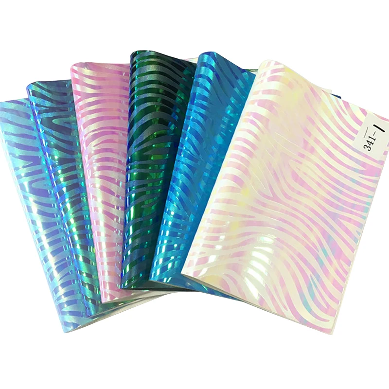 

XHT Zebra Grain Texture Embossed PU Holographic synthetic leather Fabric Sheet for jewelry making