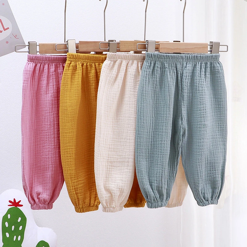 

Summer Children Pants Loose Breathable Bloomers Baby Mosquito-proof Sun Protection Solid Color Boys and Girls Simple Trousers