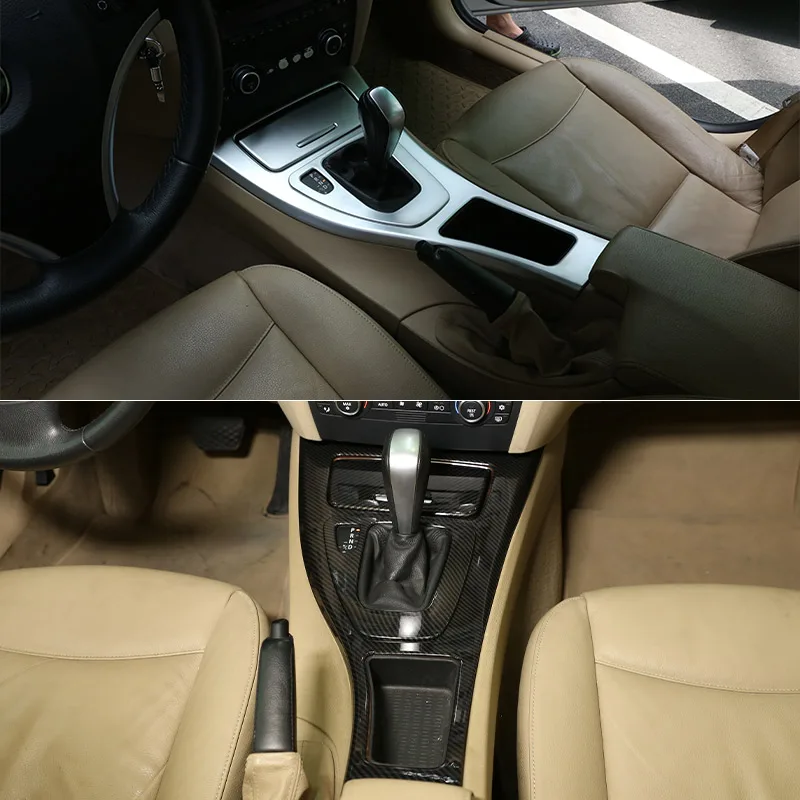 Фото LHD ABS углеродное волокно для BMW 3 серии E90 E92 E93 2005-2012 Автомобильная центральная консоль переключения передач рамка Панель наклейка автомобильные аксессуары №5