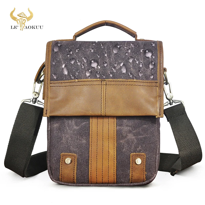 

Canvas+Quality Leather Design Shoulder Messenger bag For Men Male Fashion Cross-body Bag 8" Tablet Tote Mochila Satchel bag 152