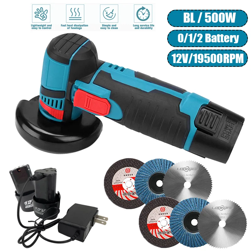 

Mini Angle Grinder Cordless Polishing Machine 12V Li-ion Battery Grinding Wheel Metal Cutting Brushless Angle Grinder Power Tool