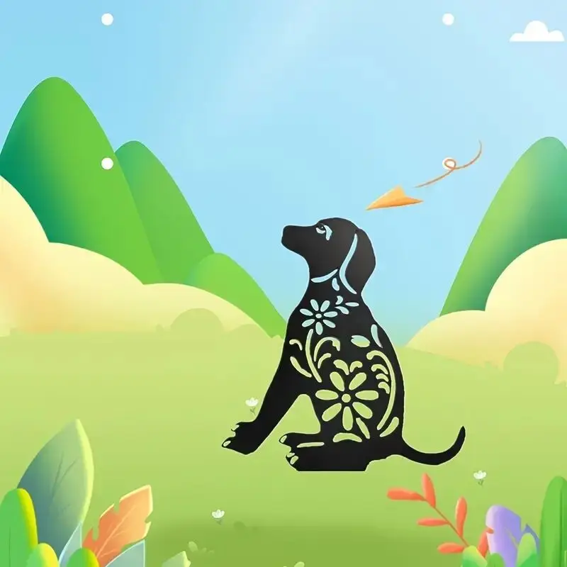 

Metal Animal Pattern Crafts Dog Silhouette Art Garden Decorative Piles