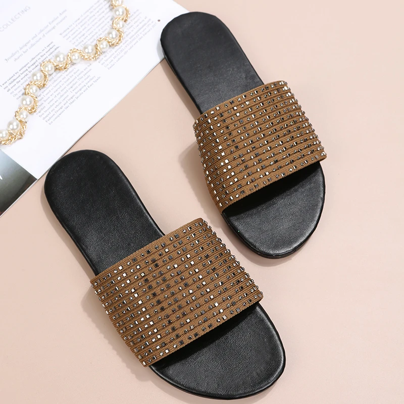 

Women's Slippers 2022 Summer New Flip Flops Casual Beach Shoes Woman Open Toe Flats Sandals Rivet Slippers Slides Female Mujer