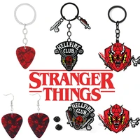 tv show stranger things eddie munson guitar pick earrings punk fashion women and men red earrings jewelry acessories gifts