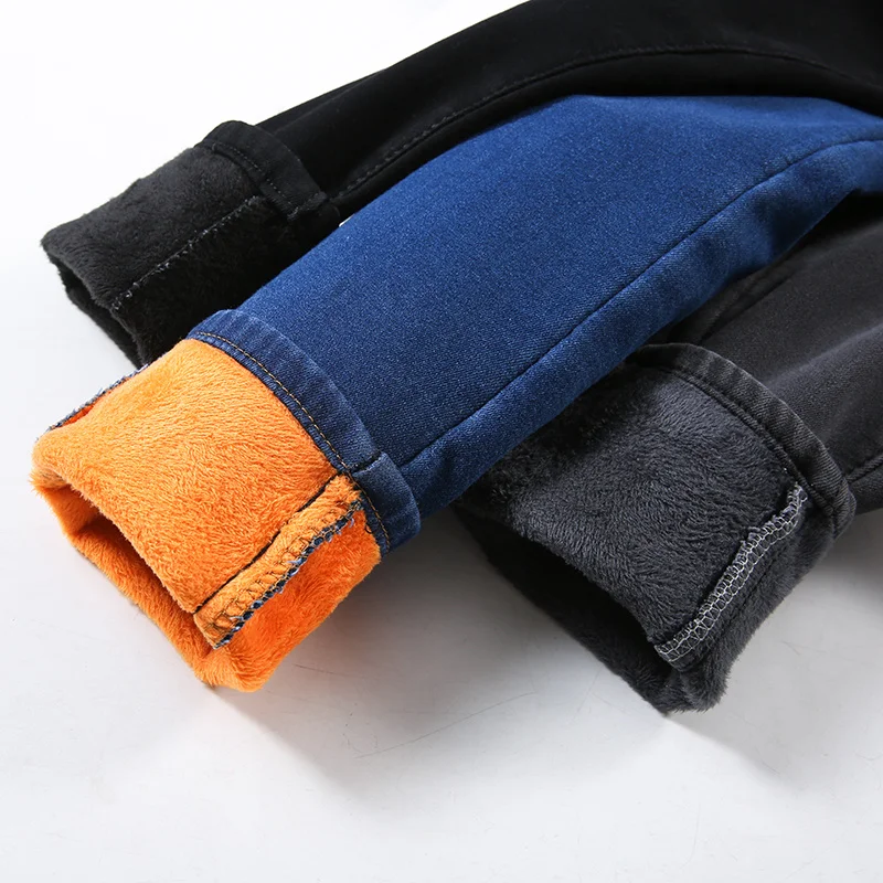 

Women Thermal Jeans Stretch High Waist Winter Plush Warm Oversized Jeans Lady Plus Size Skinny Pants Students Pencil Trousers