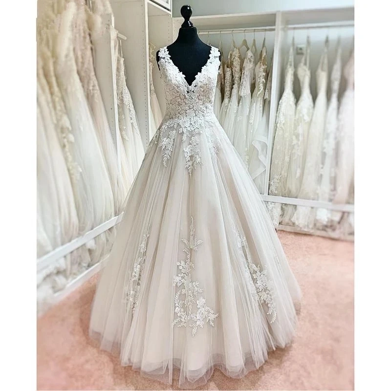 

Женское свадебное платье It's yiiya, белое кружевное Тюлевое платье трапециевидной формы без рукавов с V-образным вырезом и открытой спиной на лето 2022