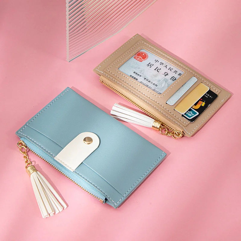 Card bag women's Korean version xiaoqingxinliusu zero wallet multi card splicing contrast color Mini Wallet women