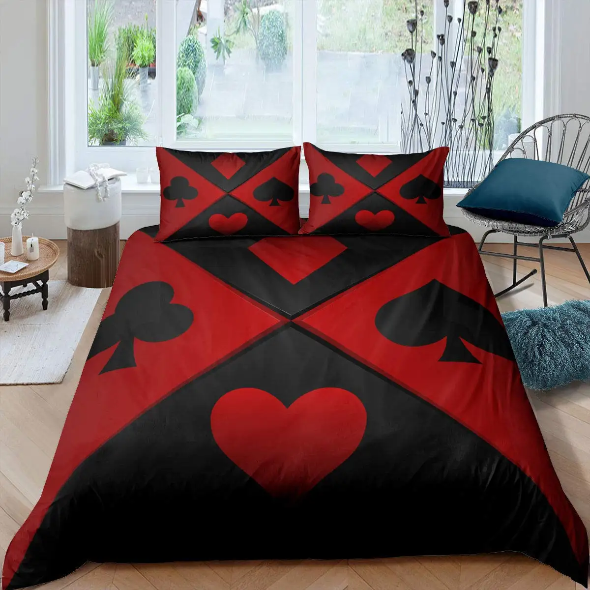 

Gamer Comforter Cover Gambling Athletics Polyester Quilt Cover Poker King Queen Duvet Cover Modern Card Game Bedding Set