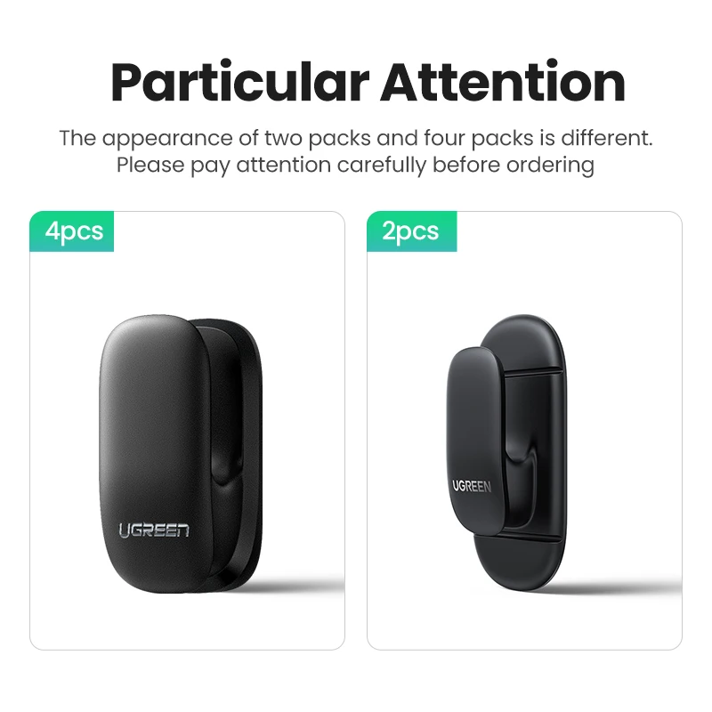UGREEN Holder Hanger Hook 4pcs Organizer Holder Clip for Key Bag Car Office Headphone Charger Cable Management Car Cable Holder