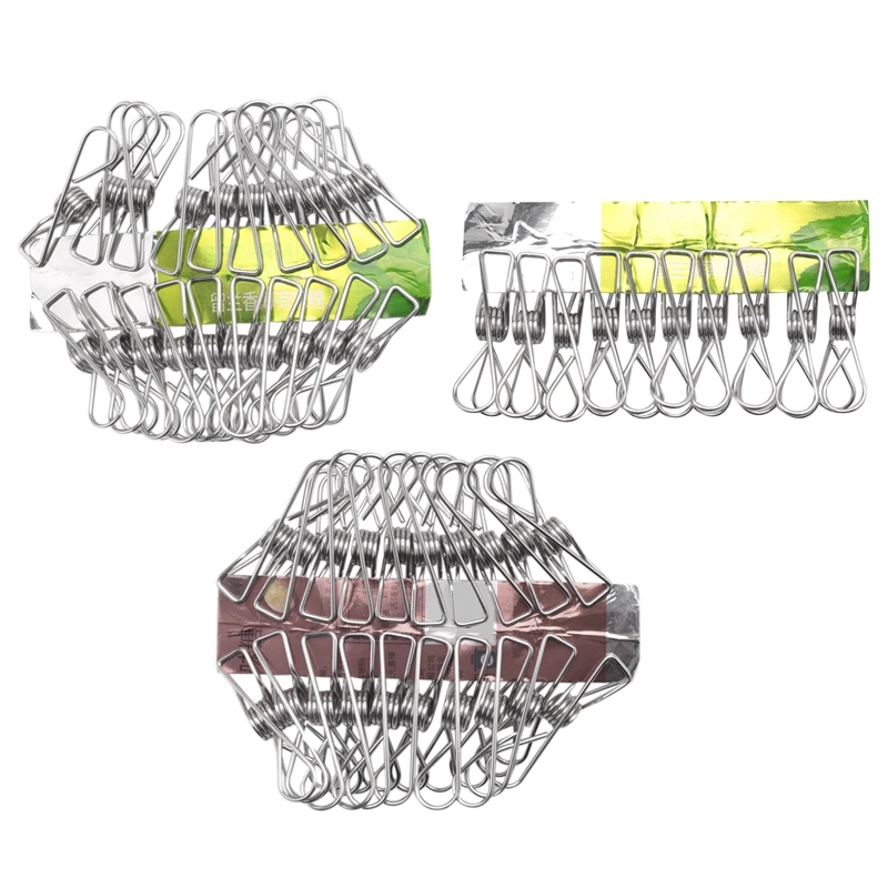 

50-Pack Clothes Pins,Durable Multi-purpose Utility Stainless Steel Clothes Clips Hooks Pins for Home Office