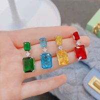 luxury colorful crystal zirconia earrings for women 2022 new red green blue big stones dangle earings jewelry wholesale