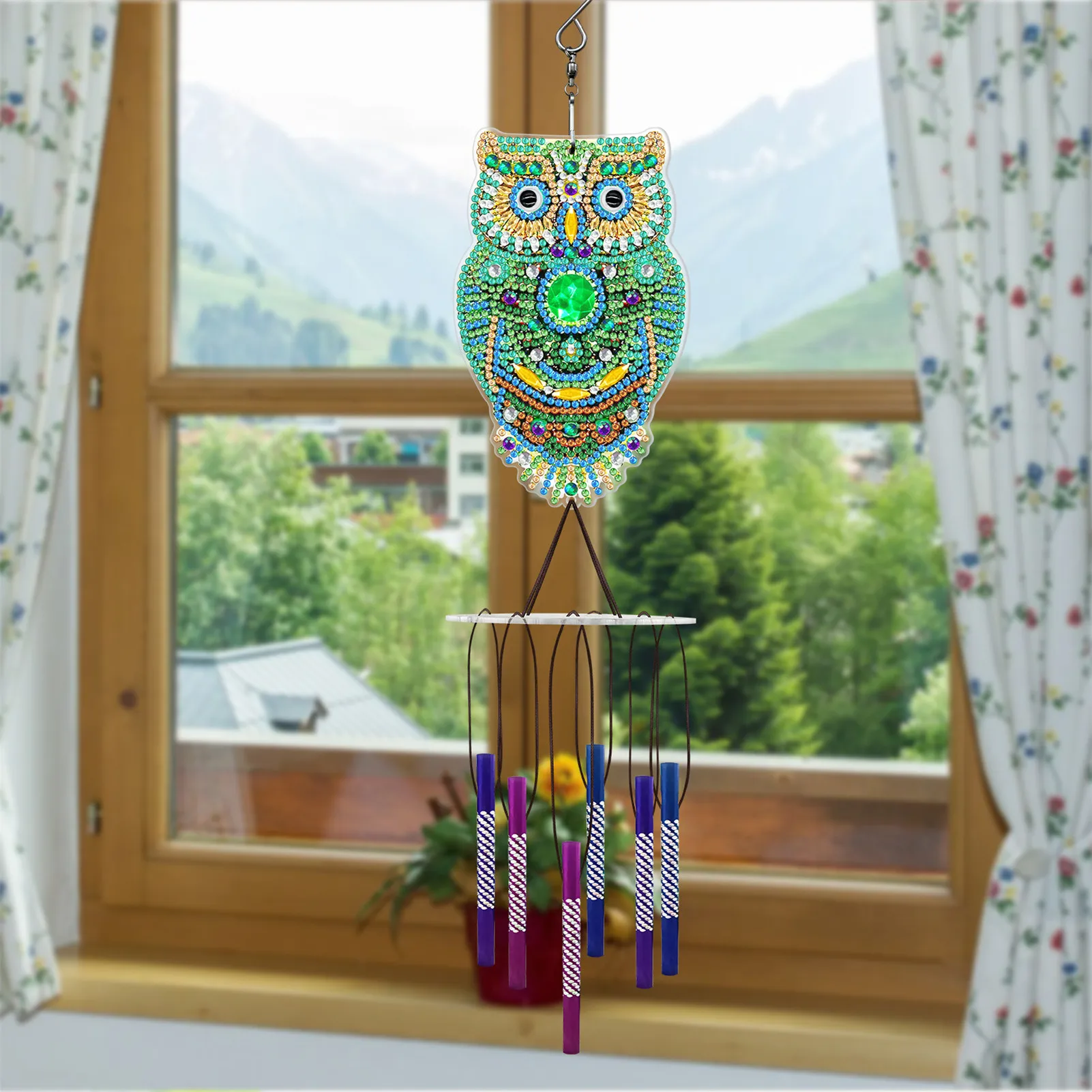 

DIY Diamond Paintings Wind Chime Owl Shaped Outdoor Hangings Ornaments Animals Windchimes Pendants for Home Garden Decoration