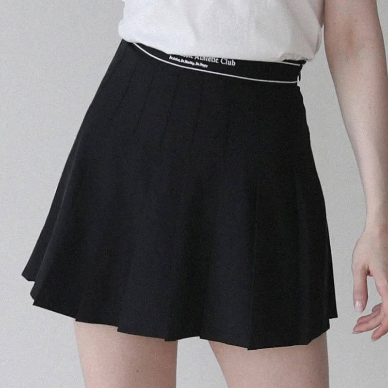 2023 new badblood top cotton white short-sleeved t-shirt women's round neck loose shoulder black pleated skirt