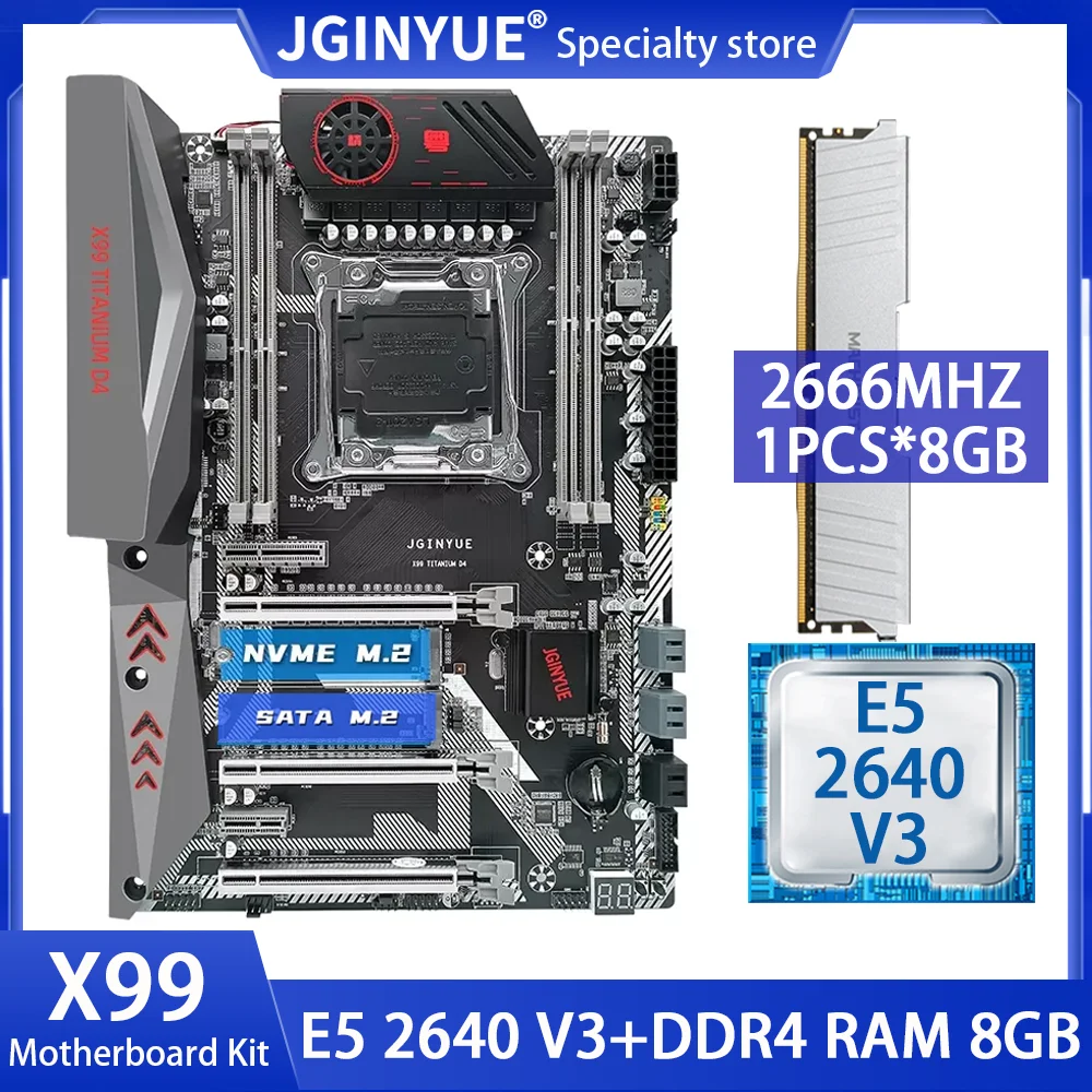

Материнская плата JINGYUE X99, модель Xeon E5 2640 V3, процессор и DDR4, 1 шт. * 8 ГБ, 2666 МГц, ОЗУ, память NVME M.2 X99 D4