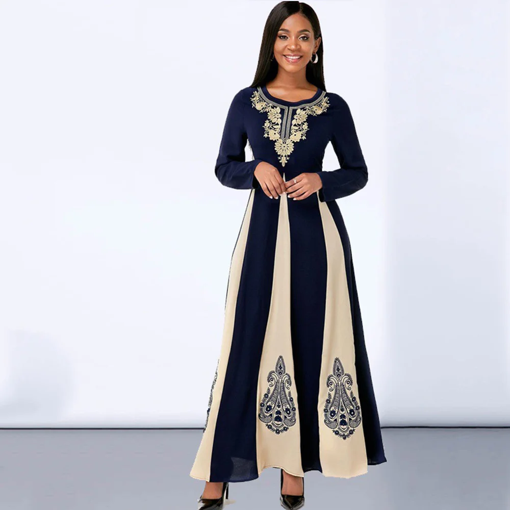 

Легкое вечернее платье с принтом, с длинным рукавом, макси, модное, для отдыха, с высокой талией, для женщин