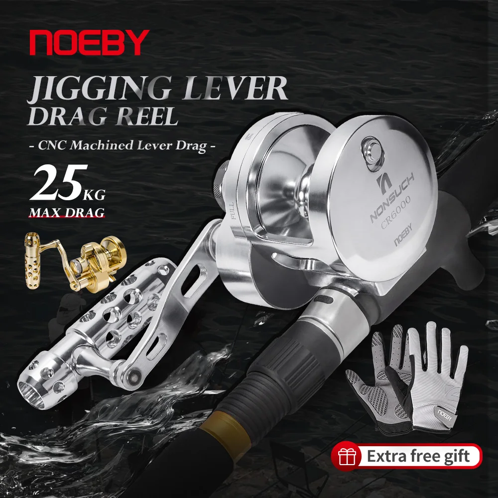 NOEBY Jigging Lever Drag Fishing Reel 25kg Max Drag 4.5:1 Big Game Deep Sea Boat Trolling Saltwater Jigging Casting Fishing Reel