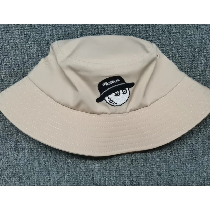 Cotton Style Golf Bucket Hat Couple Khaki Golf Hat with Adjustable Wind Rope Unisex