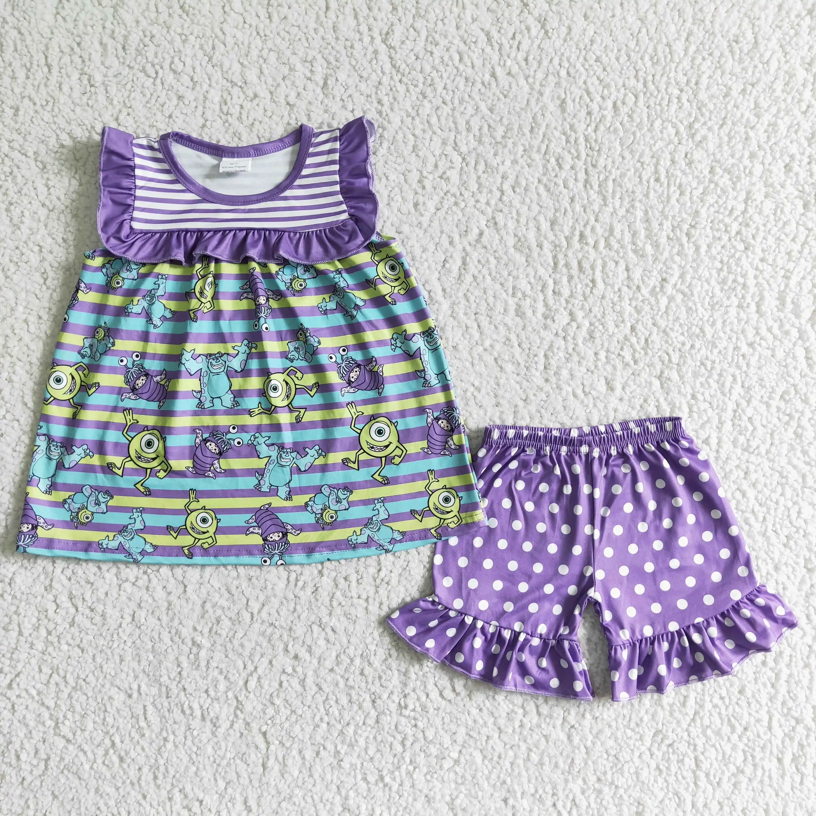 

hot sale children clothing set kids summer clothing set baby girl boutique outfit 2 pcs sleeveless top and shorts outfit