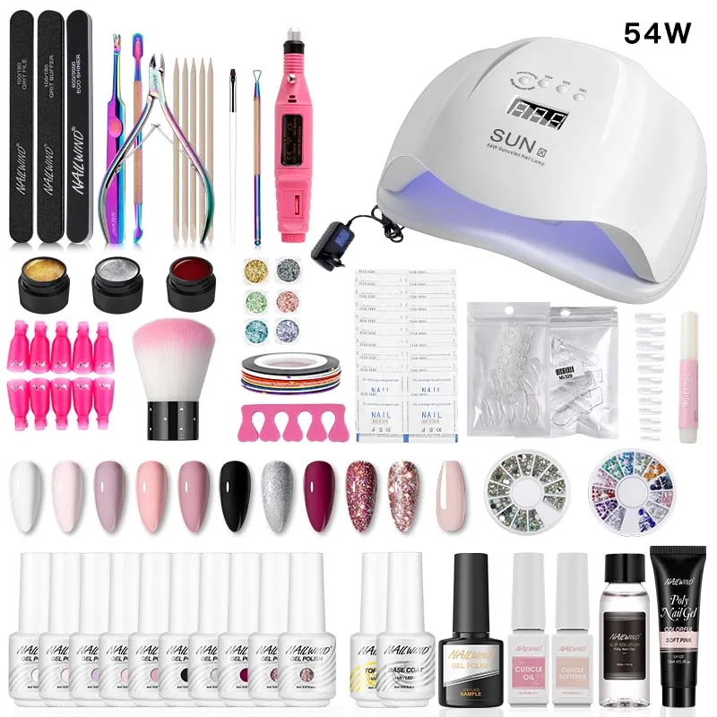 NAILWIND Gel Nail Polish Set For Manicure Arcylic Poly Nail Gel Kit With UV Led Lamp Nail Tools Accessories Professional Set