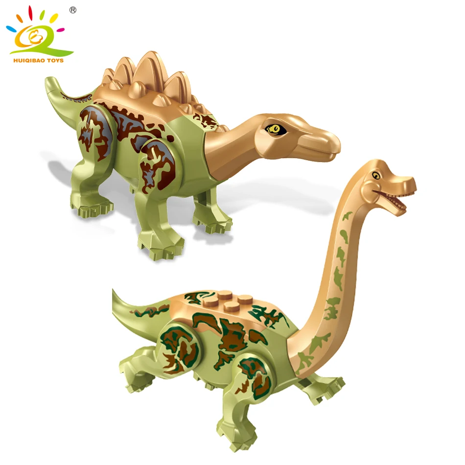 

HUIQIBAO 8pcs Dinosaur Model figures Building Blocks Jurassic Raptor Tyrannosaurus Triceratops Bricks world children Toys Kids