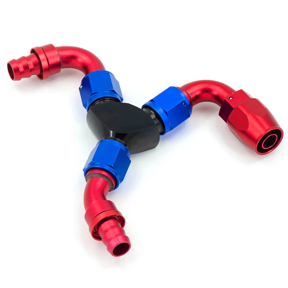 AN6 AN8 AN10 Блок адаптер фитинги Y-типа соединение маслопровода алюминий черный 6 8 10 AN