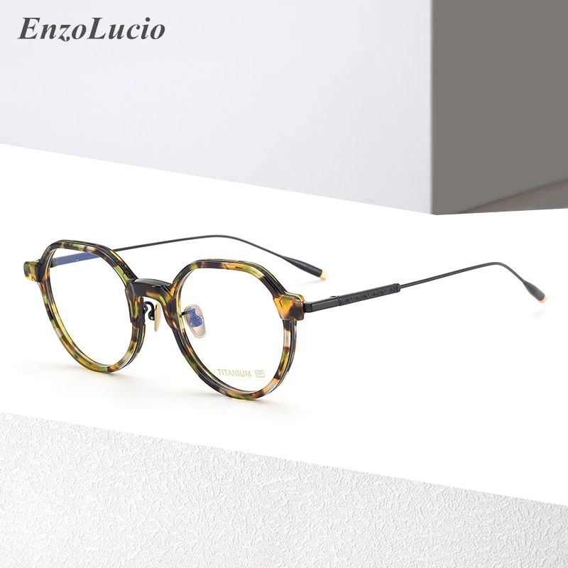 

Titanium Acetate Round Eyeglasses Men Retro Optical Prescription Glasses Frame for Women Vintage Literary Myopia Eyewear Female