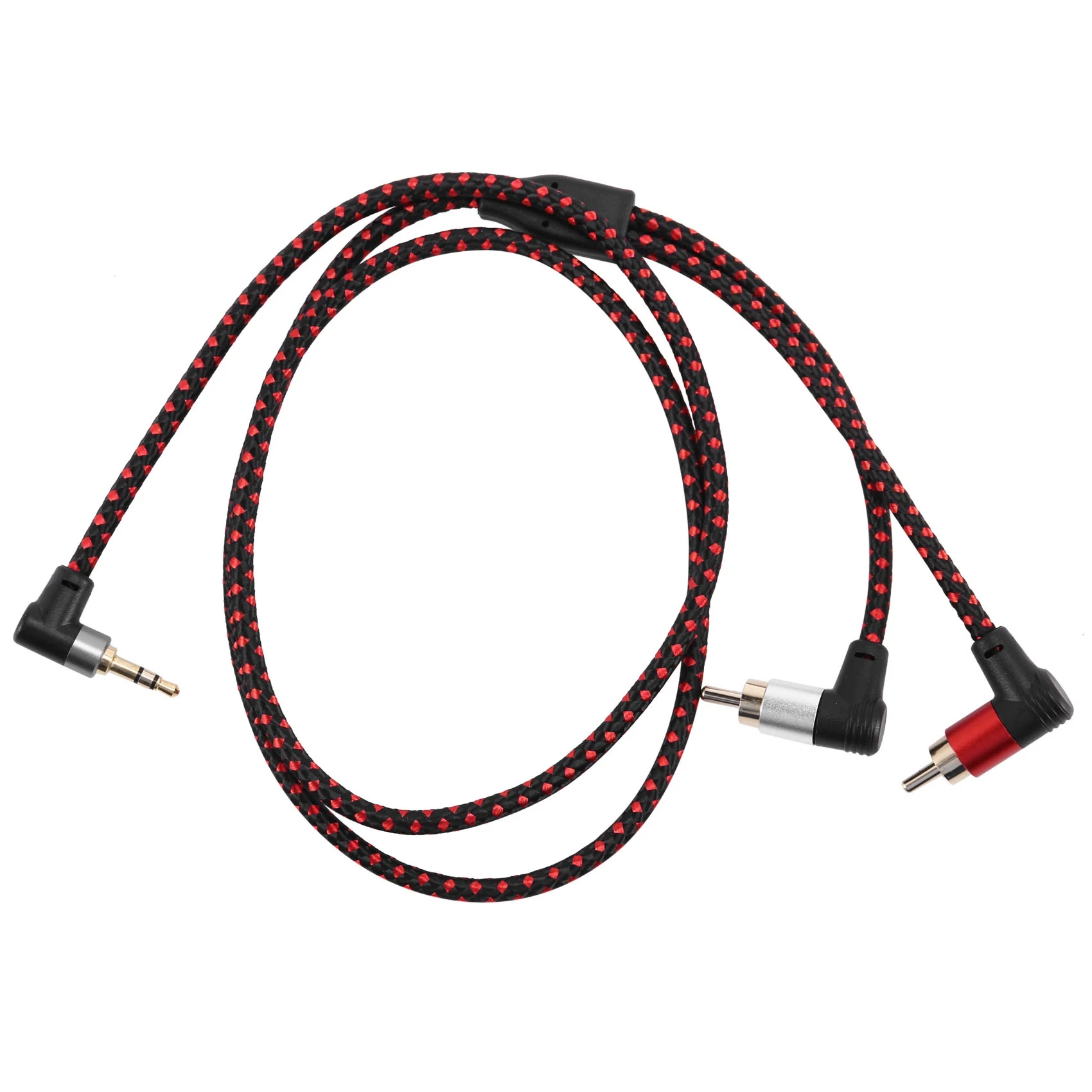 

90 Degree 3.5mm Male to 2 RCA Male Cable Right Angle Stereo AUX Y Splitter Cord Microphone Jack Plug for Laptop 1M