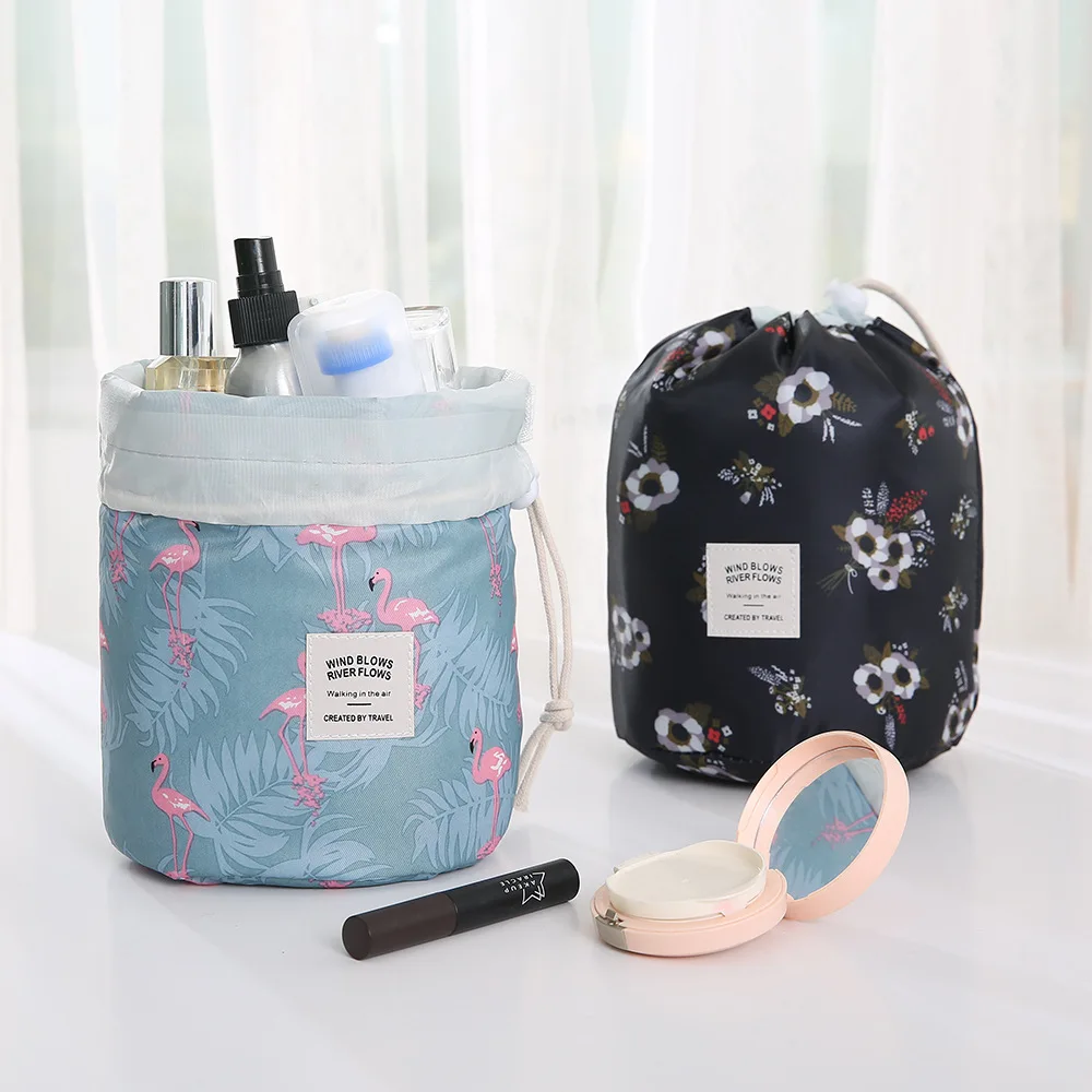 

Drawstring Cosmetic Bag Hot Sale Fashion Round Waterproof Women Travel Makeup Toiletry Wash Female Lazy Storage Beauty Kit Case