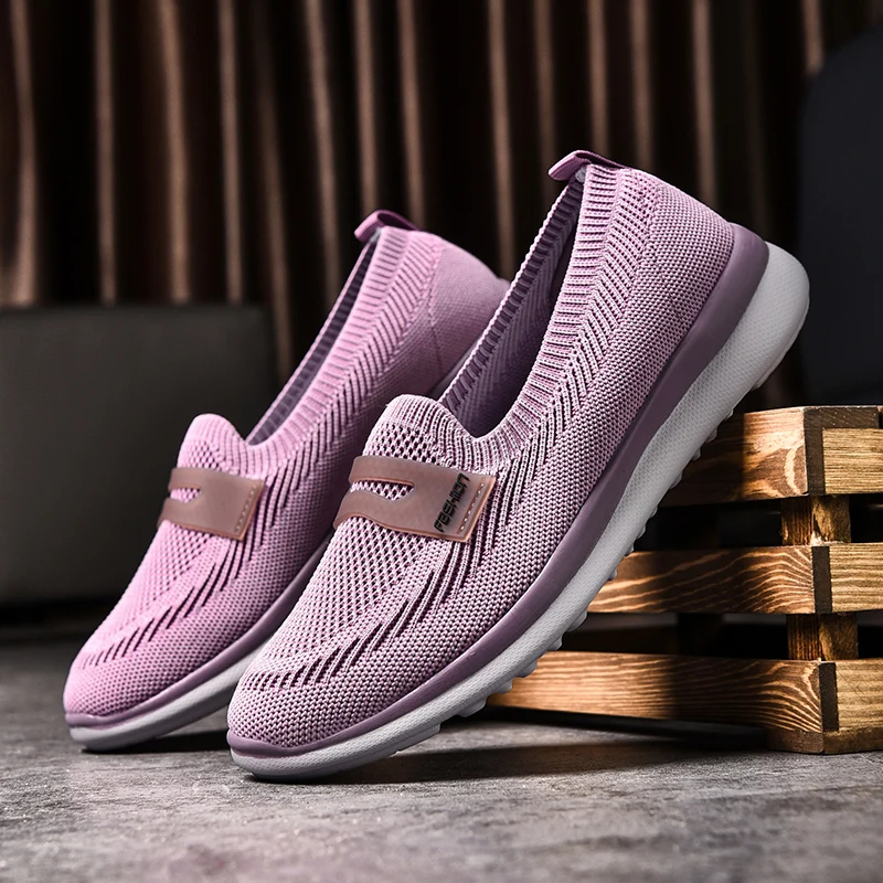 

Shoes Women Brand Knit Breathable Shoe Female Spring Summer Comfortable Soft Casual Shoe High Quality Light Mesh Cloth Sneakers