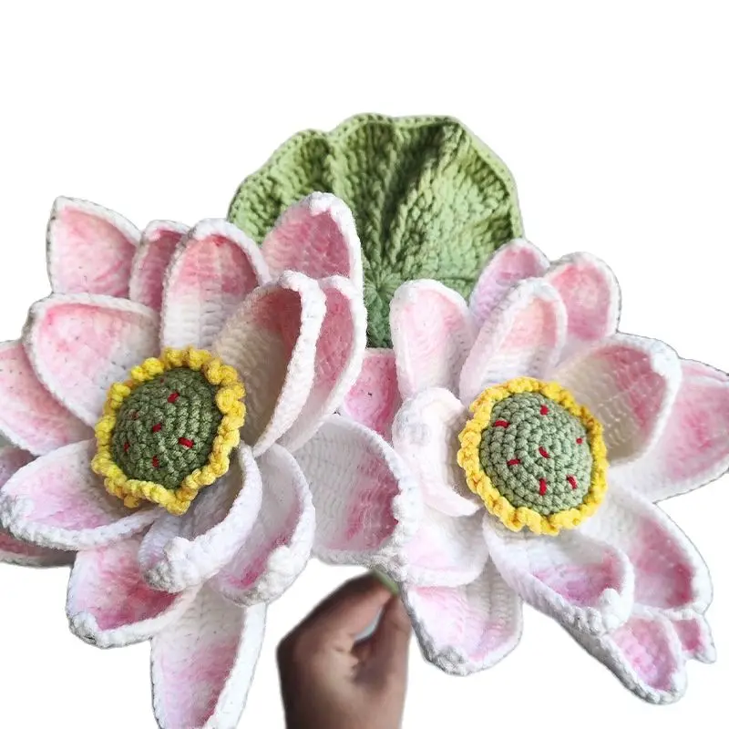 

2 Branches Pink Knitting Lotus Beautiful Aritificial Flowers Decoration for Home Wedding Party Bouquet DIY Artificial Flowers