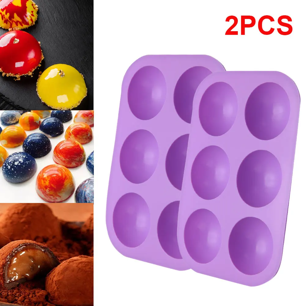 

5Pcs Half Silicone Molds 6 Holes Design 3D Round Silicone Baking Mold For Chocolate Cake Jelly Pudding Handmade Soap