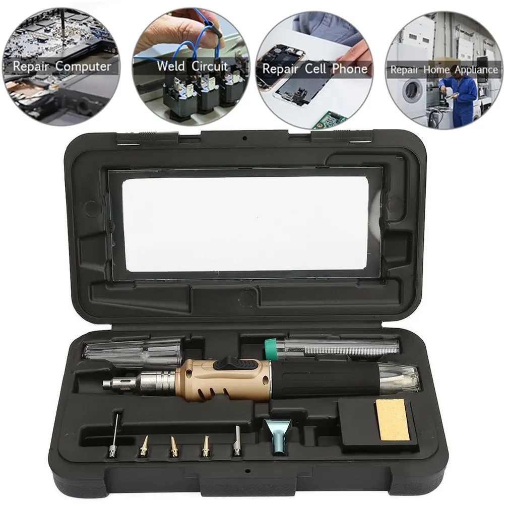 

10 in 1 Butane Gas Soldering Iron Kit Automatic Ignition Welding Torch Tools Portable Electric Soldering Irons Gas Torch Pen Set