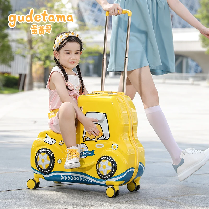 AO WEI LA Travel Suitcases PC Kids' Luggage Suitcase with Wheels Ride-On  Rolling Trolley Case Fits to Kid 2-12 Years Old 20 24